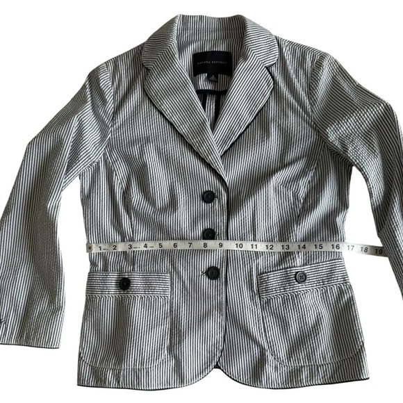 Banana Republic Seersucker Blazer Sz 6 Blue White Stripe Preppy  Jacket NWT - Picture 10 of 11